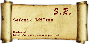 Sefcsik Rózsa névjegykártya
